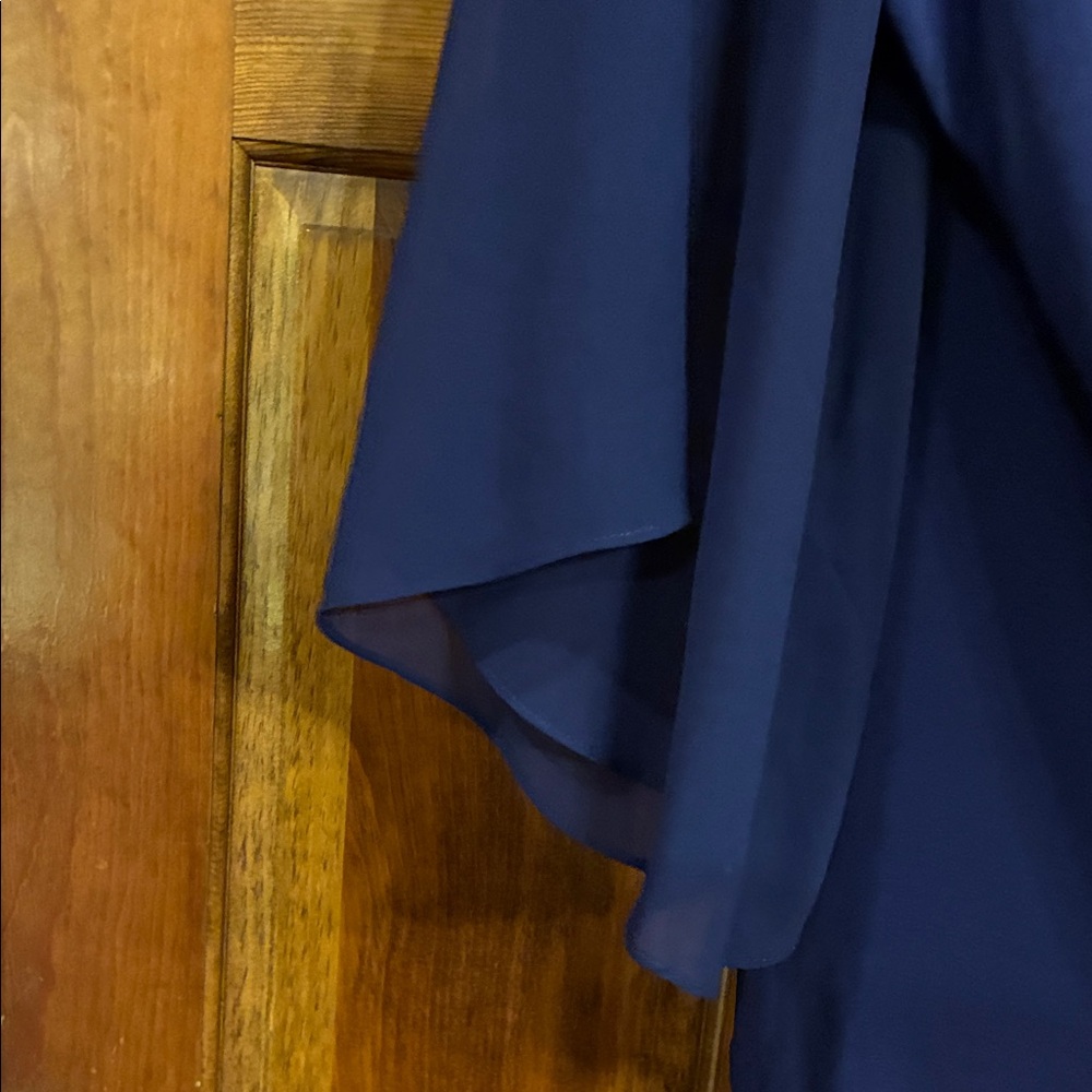 DB Established 1962 Size 3X Elegant Blue Blouse w/ Rhinestone Waist Cinch (ABBA) - Picture 5 of 12